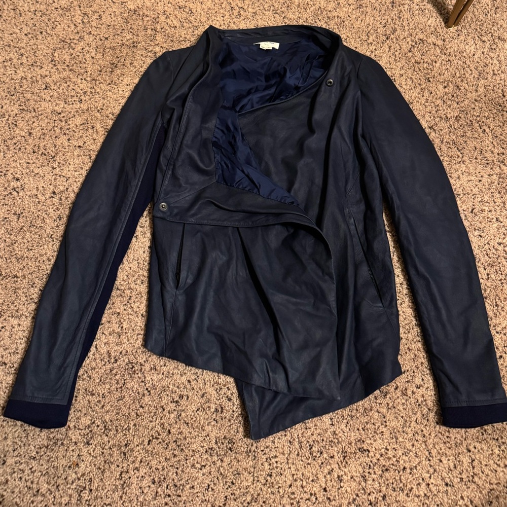 Helmet Lang asymmetrical navy jacket